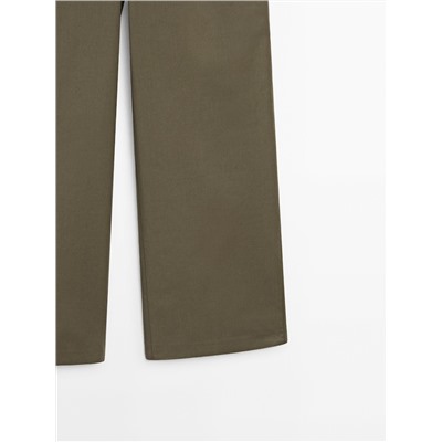 Pantalón popelín tiro bajo