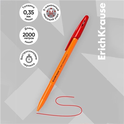 Набор ручек шариковых 4 цвета R-301 Orange Stick, узел 0.7 мм, чернила: синие, чёрные, красные, зелёные, длина линии письма 2000 метров, европодвес