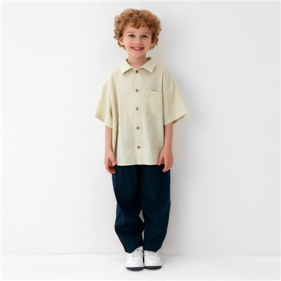 Рубашка для мальчика KAFTAN Linen, р. 34 (122-128), молочный