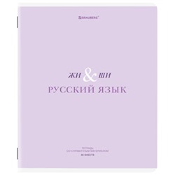 Тетрадь предметная CREATIVE 48 л., обложка картон, РУССКИЙ ЯЗЫК, линия, подсказ, BRAUBERG, 405118