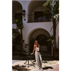 LINEN BLEND PALAZZO TROUSERS