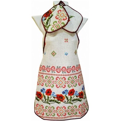 Кухонный набор "Маки"-сер. 3 пр. рогожка хлопок 100%