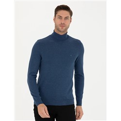 Индиго меландж Slim Fit Friendman воротник основной трикотажный свитер
