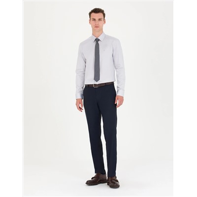 Серый Slim Fit Basic рубашка с длинным рукавом
