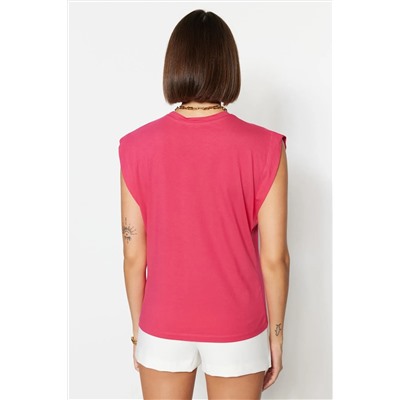Fuchsia 100 %хлопок Vatka выглядит базовым велосипедным воротником футболка Twoss20TS0021