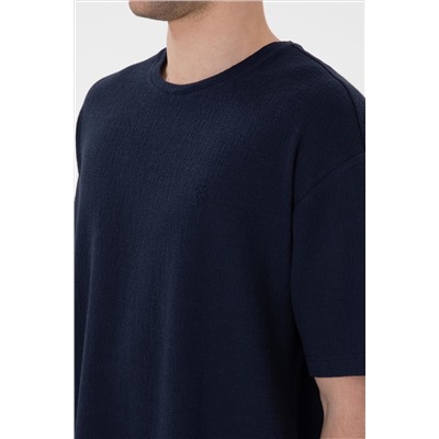 Мужская комфорта Fit Bicycle Neck Naby Blue Jacived Interlok T -For -Fish Surprise Discount в корзине