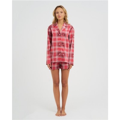 Пижама (рубашка, шорты) женская KAFTAN Red, размер 48-50