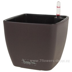 Кашпо PLANTA VITA "Square Matt espresso" с автополивом (пластик), 18х18хH15 см