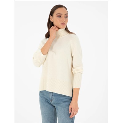 Ekru Regula Fit Fisher Yok Wool Sweater