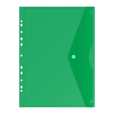 Набор папок-конвертов на кнопке 5 штук, А4, 180 мкм, Calligrata Office, прозрачная, перфорация по длинной стороне, МИКС