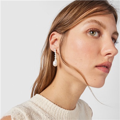 Pendientes Gloss - plata bañada en oro 18 kt - perla cultivada de agua dulce