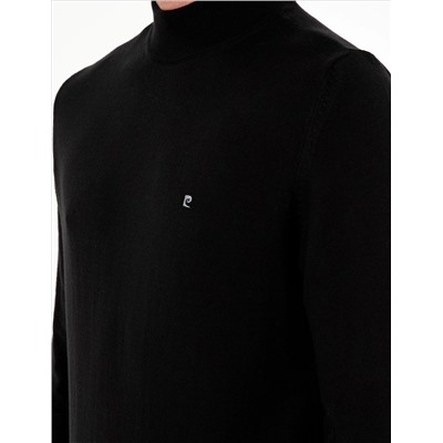 Black Slim Fit Half Fisherman воротник базовый вязаный свитер
