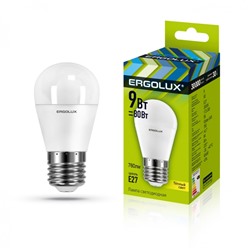 Нарушена упаковка!   Светодиодная лампа E27 9W 3000K (теплый) Ergolux LED-G45-9W-E27-3K (13176)