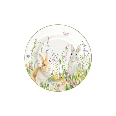 Тарелка закусочная, 19 см, фарфор P, белая, Кролики и цыплята, Happy Easter, 62784