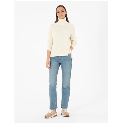 Ekru Regula Fit Fisher Yok Wool Sweater
