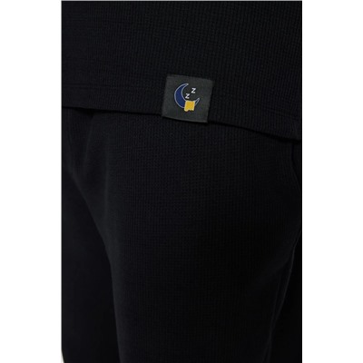 Black Fort Fit Waffletting Pajama Set Tmnaw24AI00001