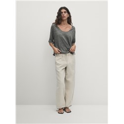 Short sleeve T-shirt 100% linen melange