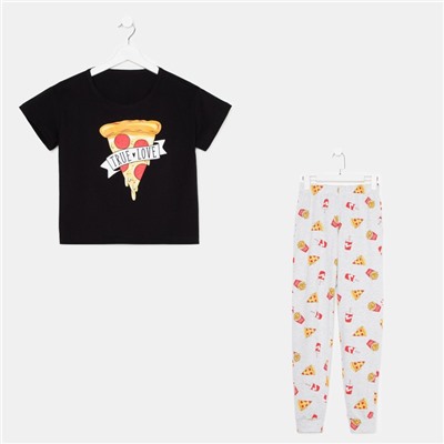 Пижама женская (футболка и брюки) KAFTAN Pizza р. 52-54, черный