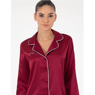 Bordeaux Satin Pajama Set