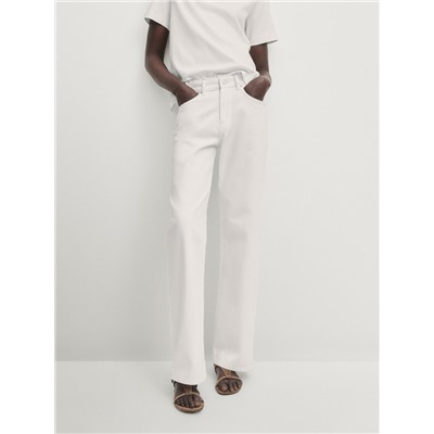 Jeans tiro medio wide leg full length