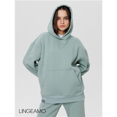 Женский худи оверсайз из футера с начесом Lingeamo мятный ВК-24 (25)
