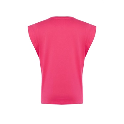 Fuchsia 100 %хлопок Vatka выглядит базовым велосипедным воротником футболка Twoss20TS0021