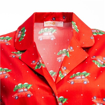 Пижама женская KAFTAN "Машинки", размер 52-54, красный
