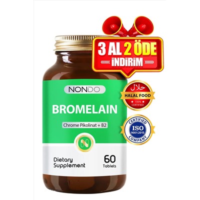 Nondo Bromelain 2400 Gdu 750 мг пиколинат хрома 60 таблеток (экстракт ананаса бромелиана пиколинат хрома B2)