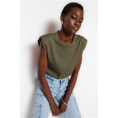 Khaki 100 %хлопковая родинка на сельскохозяйственных велосипедах вязание воротник Twoss21ts0379