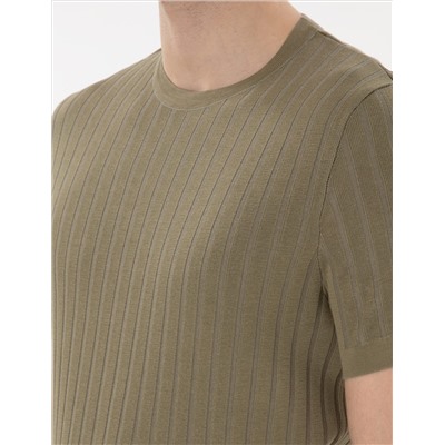 Khaki Slim Fit Bike Yaka Triko T -For