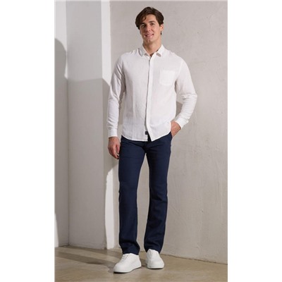 Брюки льняные мужские F211-0854 тёмно-синие