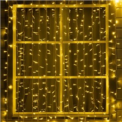 Гирлянда «Занавес» 2 × 3 м, IP65, УМС, белая нить каучук, 600 LED, свечение тёплое белое, 220 В