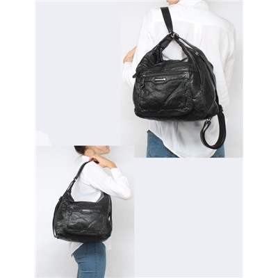 Сумка женская искусственная кожа Guecca-99181,   (рюкзак-change)  2отд,  черный 257396