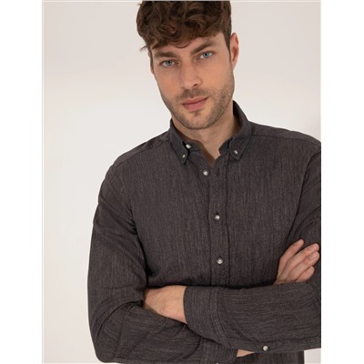 Black Slim Fit рубашка с длинным рукавом