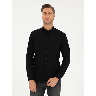 Black Slim Fit рубашка с длинным рукавом