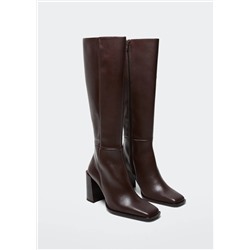 Bota piel punta cuadrada -  Mujer | MANGO OUTLET España