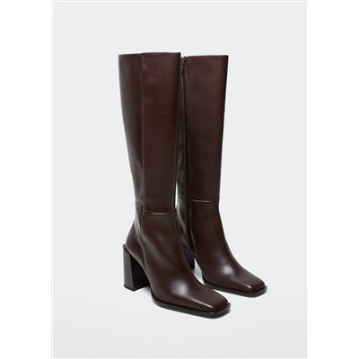 Bota piel punta cuadrada -  Mujer | MANGO OUTLET España