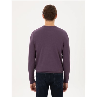 Purple Slim Fit Bike Colkar Wool Смешанный вязаный свитер