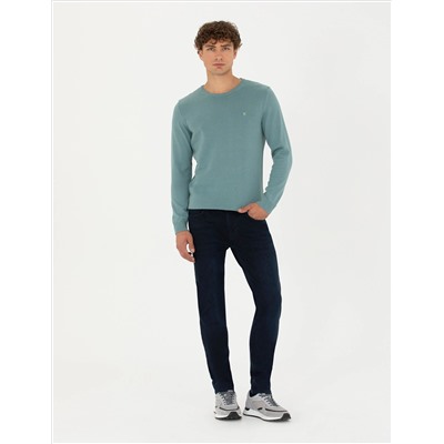 Темная мята Slim Fit Bike Neck Basic Knitwear Kazakh