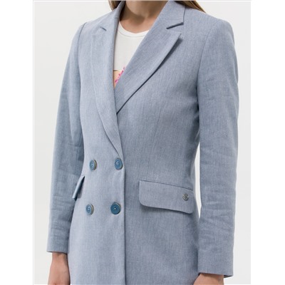 Blue Linen Lixed Cruve Jacket
