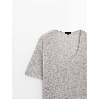 Short sleeve T-shirt 100% linen melange