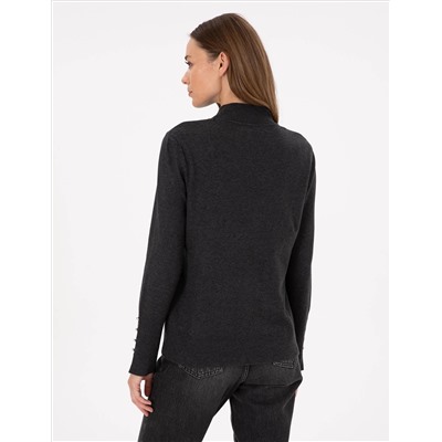Anthracit Slim Fit Half Fisherman Basic Sweater