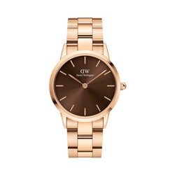 Reloj de cuarzo de acero y chapado en oro rosa Link Amber 32