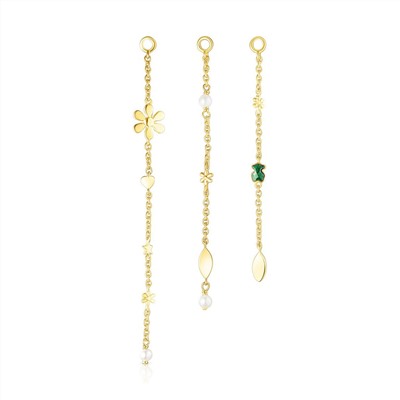 Colgante para pendiente Fragile Nature (x3) - plata bañada en oro amarillo de 18 kt