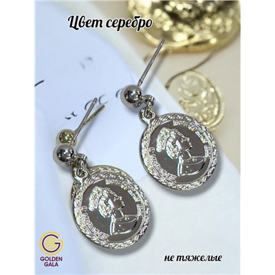 Серьги монеты из медицинской стали серебро (Корея) С7/7