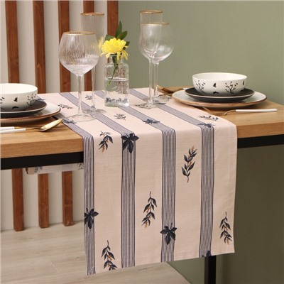 Дорожка на стол Этель Leaves, 40×149см, 100% хлопок, репс 220 г/м², бежевая