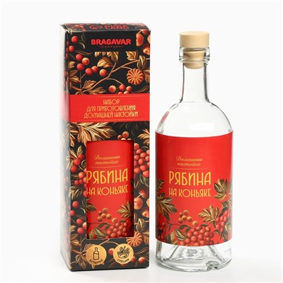 Подарочный набор для приготовления настойки «Рябина на коньяке», набор трав и специй 74 г., бутылка 500 мл., инструкция