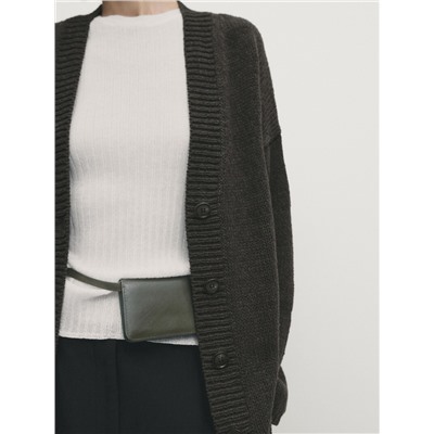 Knit V-neck cardigan with buttons