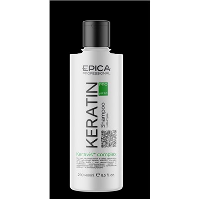 Keratin PRO Шампунь для реконструкции и глубокого восстановления волос с гидролизованным кератином, комплексом KERAVIS™, 250 мл.