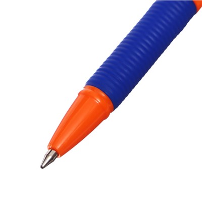 Ручка шариковая ErichKrause R-301 Orange Stick & Grip, узел 0.7 мм, чернила синие, резиновый держатель, длина линии письма 2000 метров